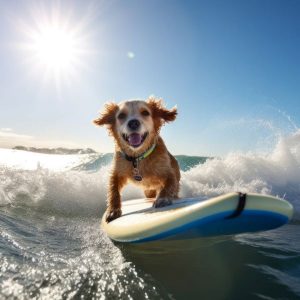 サーフィン犬